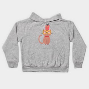 Nerd Cat with Gift Kids Hoodie